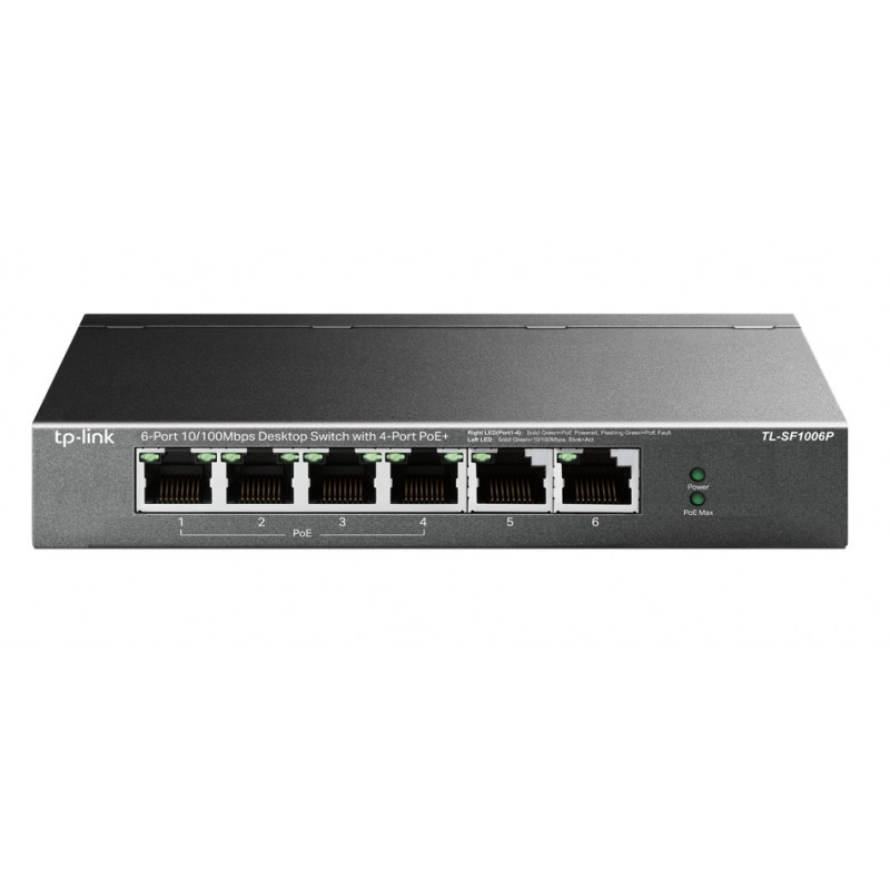 Switch de bureau TP-Link 6 ports 10/100 Mbps avec 4 ports PoE+