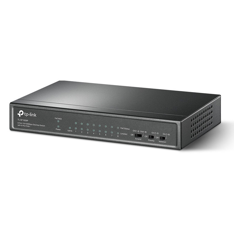 Switch de bureau TP-Link 5 ports 10/100 Mbps avec 4 ports PoE - variant TL-SF1009P - photo 2