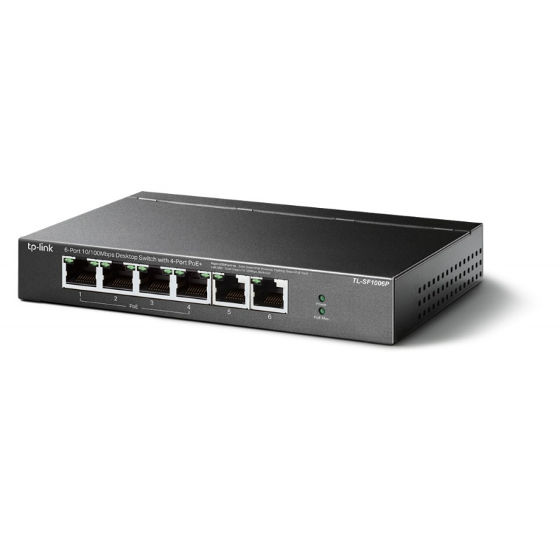 Switch de bureau TP-Link 6 ports 10/100 Mbps avec 4 ports PoE+