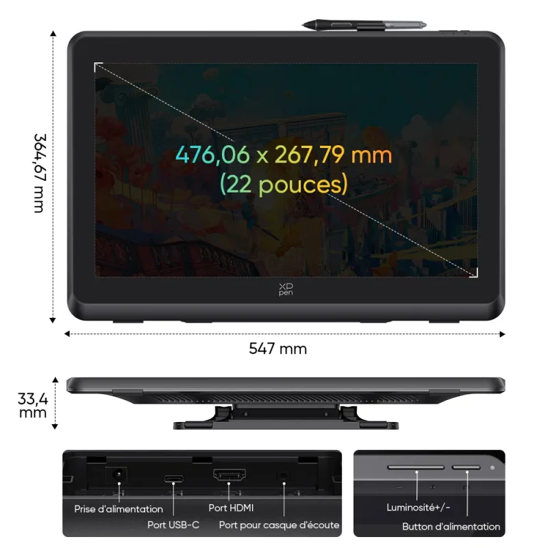 Tablette Graphique 21.5'' XP-Pen Artist 22 Plus / Noir